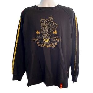 Stash House Gold Trim Skull Embroidered Y2K Rare Sweatshirt Heavy Weight Sz XL